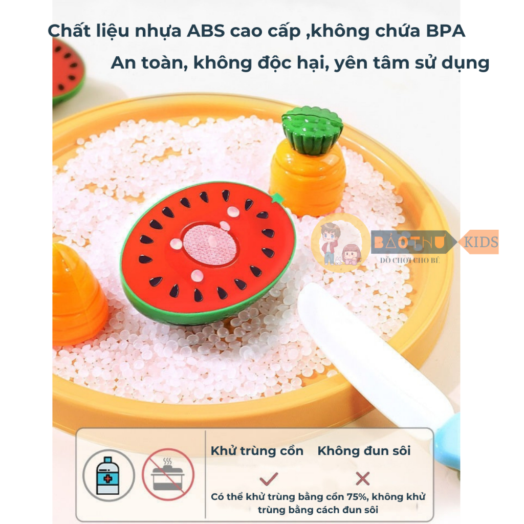 Đồ Chơi Cắt Hoa Quả Và Rau Củ 30 Chi Tiết Bằng Nhựa ABS An Toàn, Bộ Đồ Chơi Giỏ Cắt Trái Cây - Bảo Thư Kids