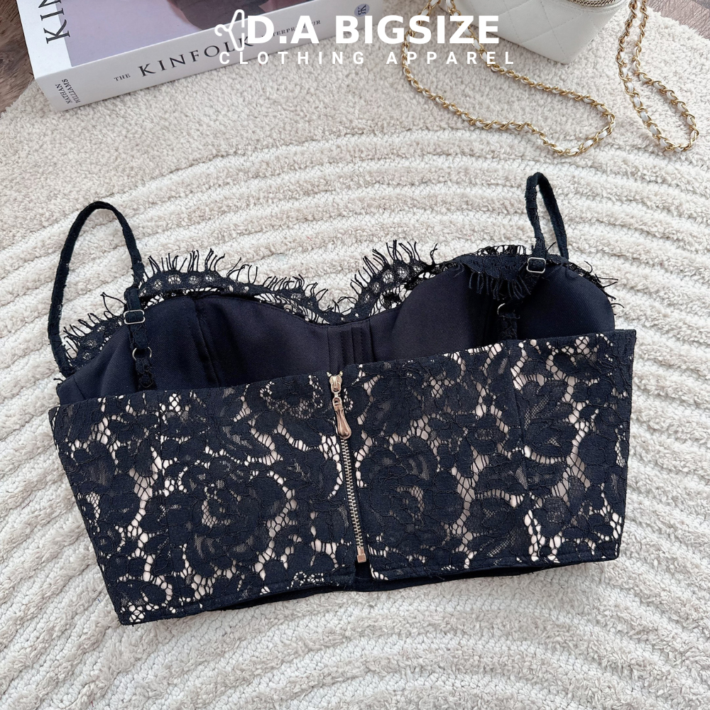 DA BIGSIZE - Áo Bra Ren Bigsize Sexy Nâng Ngực 2 Dây Dáng Corset Có Gọng Mút Thời Trang Dành Cho Người Mập 50-90kg