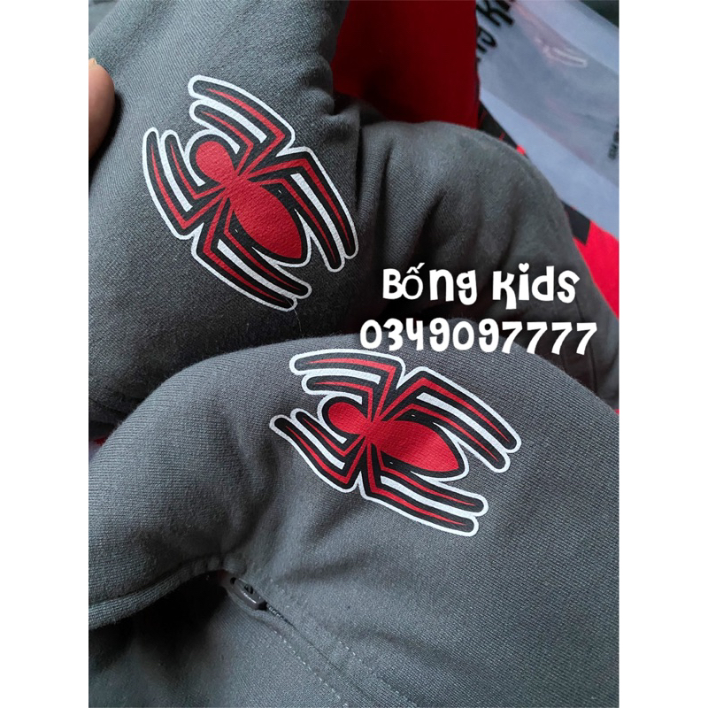 Áo Bomber Bé Trai Chần Bông Siêu Nhân Nhện Xám/Đỏ