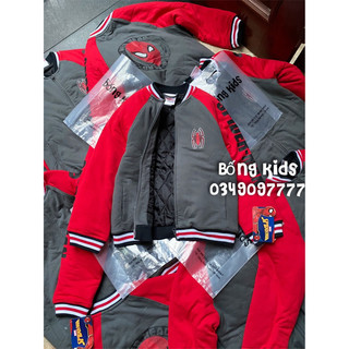 Áo bomber bé trai chần bông siêu nhân nhện xám/đỏ