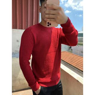 Áo len nam màu Đỏ Cổ tròn form rộng phù hợp mặc Giáng sinh Tết ABABA tronthungak-do