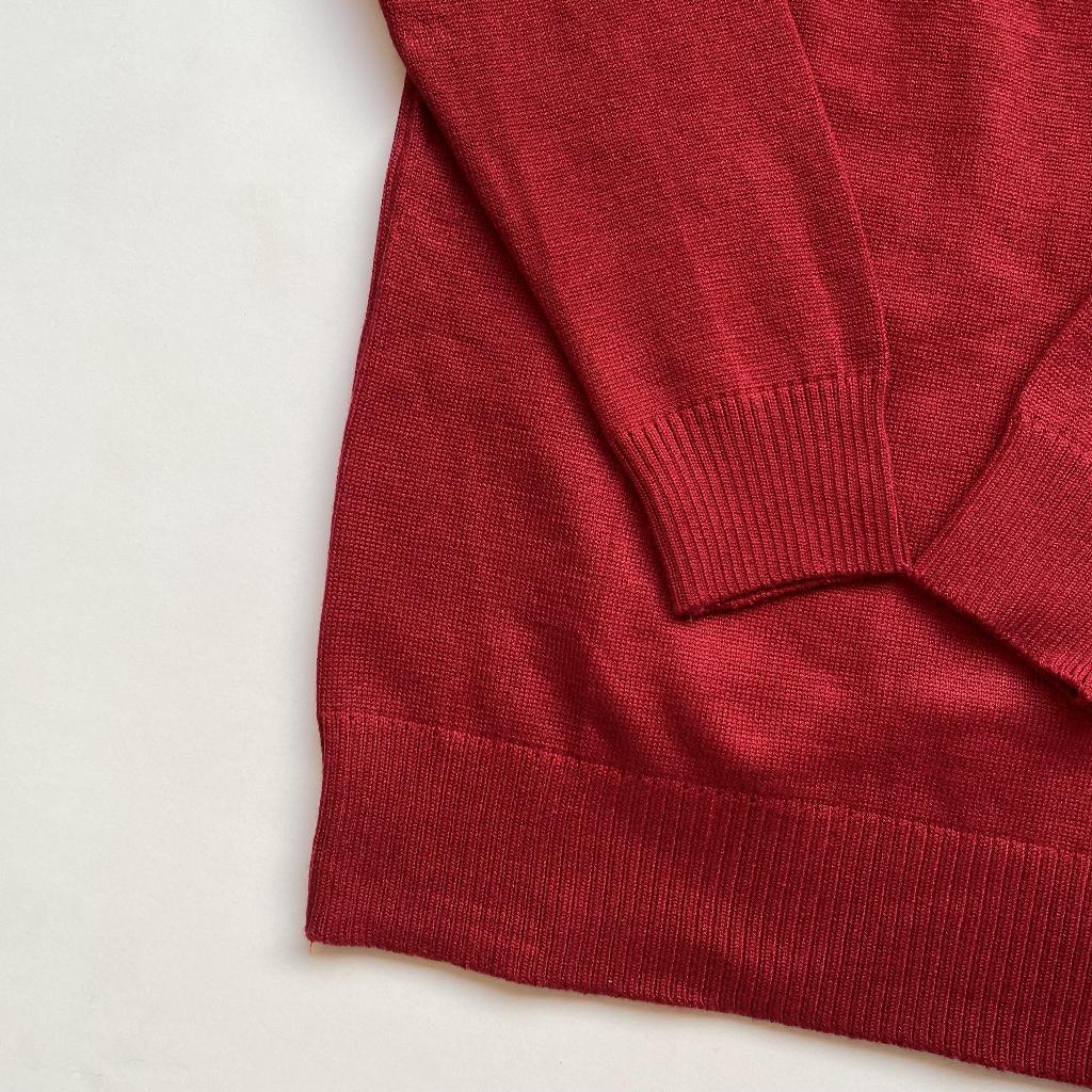 Áo len nam màu Đỏ Cổ tròn Trơn dáng Ôm body len cao cấp ABABA tronvisco-do