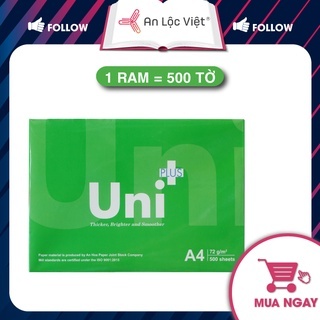 Thùng 5 Ram Giấy A4 Uni Plus trắng mịn, không lo kẹt giấy 72gsm