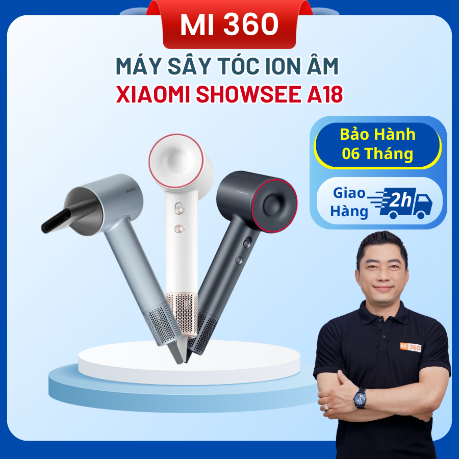 Máy Sấy Tóc Ion Âm Xiaomi ShowSee A18 Chính Hãng - Công Suất 1600W - Làm Khô Tóc Nhanh Dưỡng Ẩm