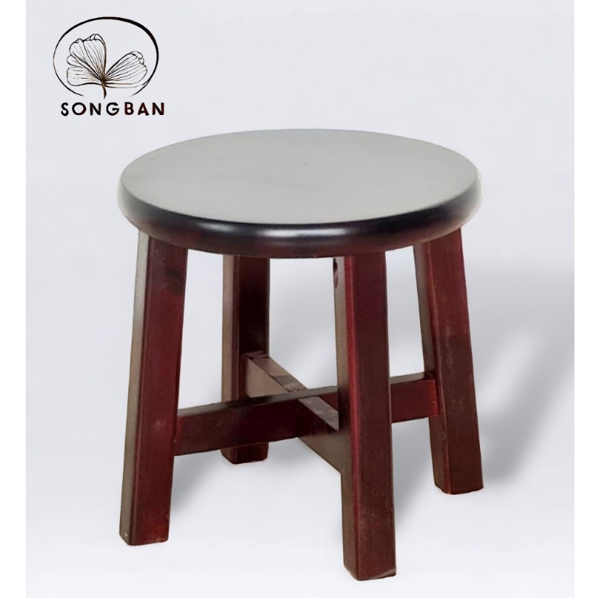 Ghế Đôn Gỗ Mặt Tròn Cao 30cm, Ghế Cafe Phố Chất Gỗ Dày - Hàng VN Xuất Khẩu