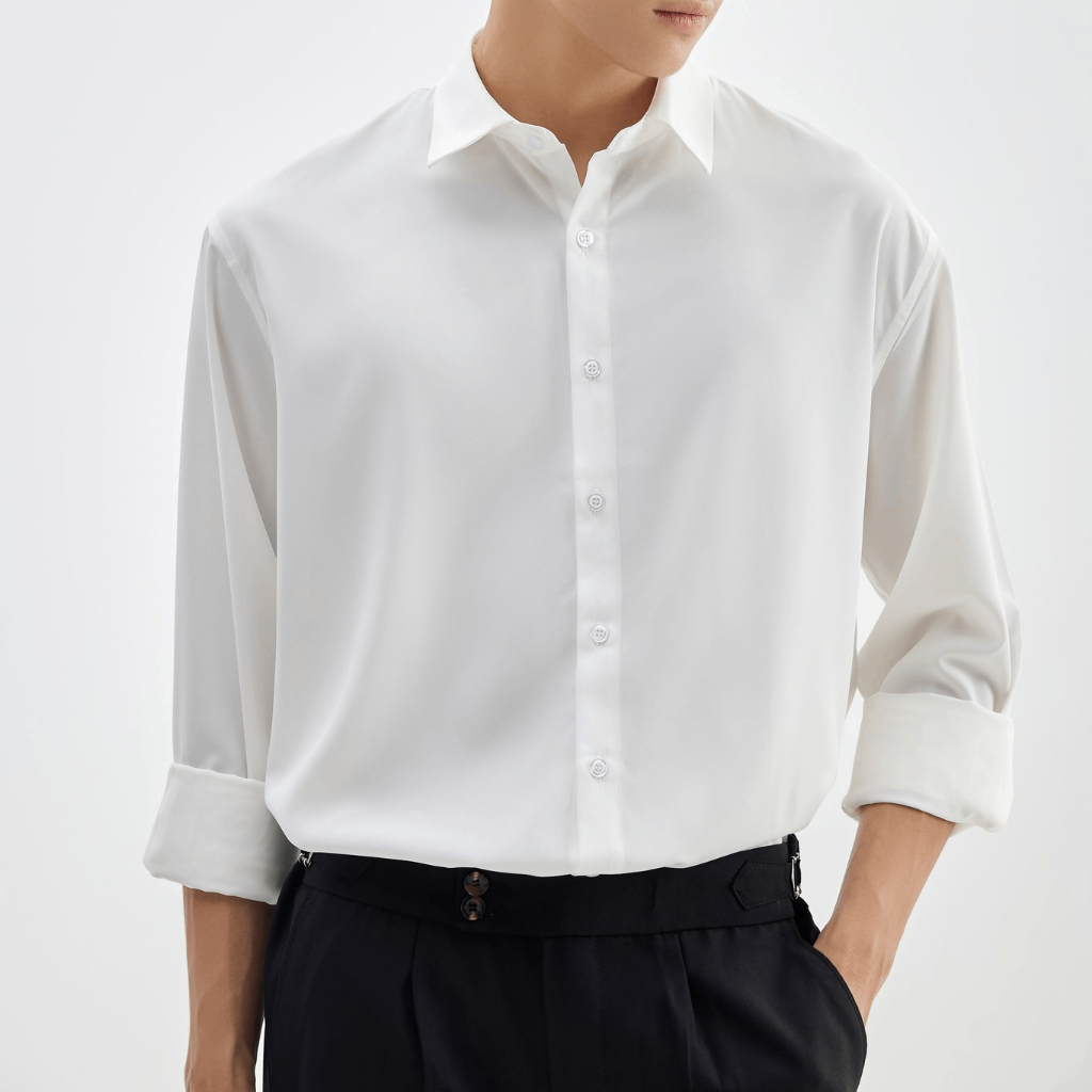 Áo sơ mi nam N1LUXURY dài tay dáng ômChất liệu lụa , không nhăn, không xù , thoáng mát, thấm hút mồ hôi co dãn nhẹ