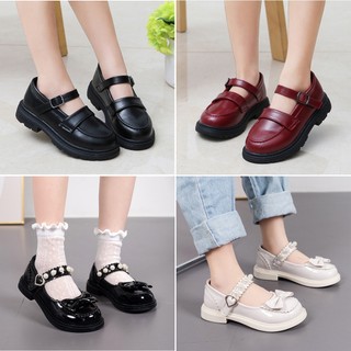 Giày búp bê da PU đính ngọc trai