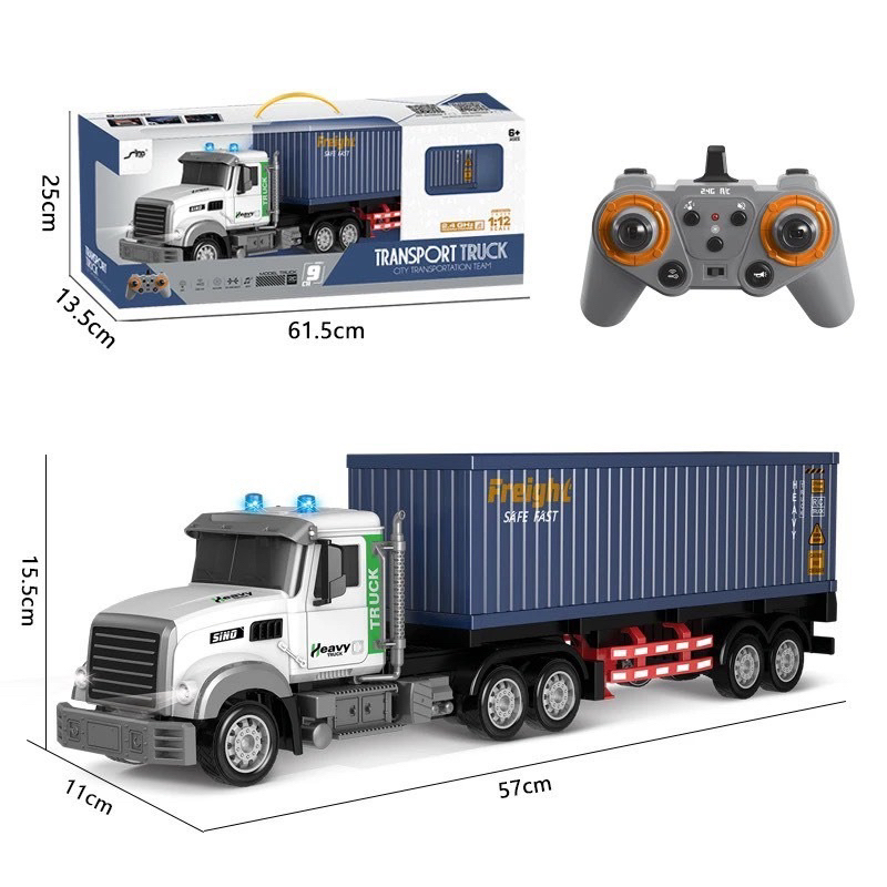 Xe Điều Khiển Từ Xa Container Đầu Kéo Cỡ Lớn, Chạy Tốc Độ Cao Dài 57cm Sử Dụng Pin Sạc.