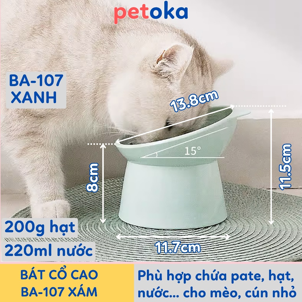 Bát ăn cho mèo chó thú cưng có bình nước tự động bát inox hai ngăn đôi hình tai mèo