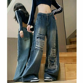    Có Bigsize  Quần Jean nữ ống rộng lưng cao retro màu thời trang douyin QC TNGER 