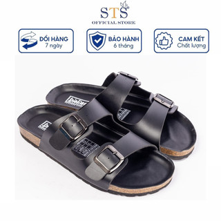 Dép sandal quai ngang Birken đế trấu unisex nam nữ Da PU cao cấp xuất khẩu STPU01