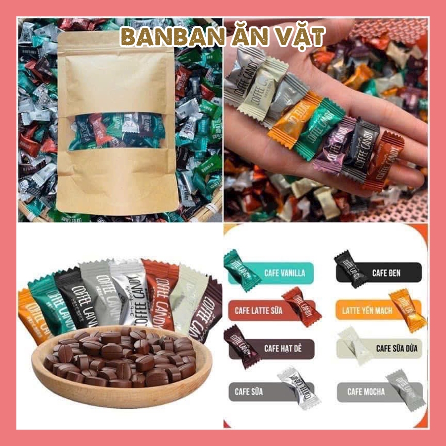 Kẹo ngậm vị trái cây, kẹo cafe Coffee Candy mix vị Viên Nén Không Đường Đài Loan