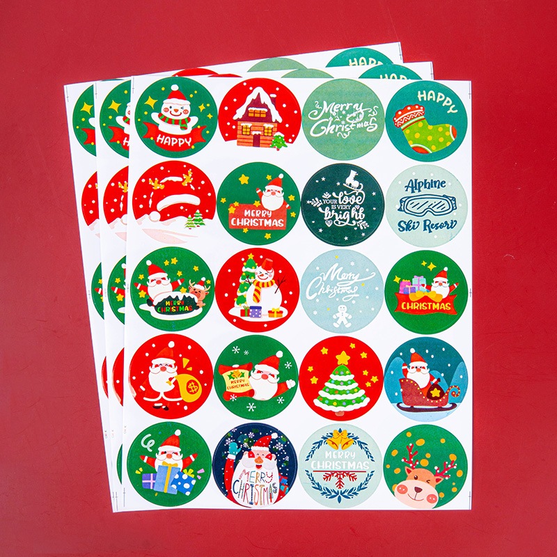 Sticker noel dán trang trí thiệp, túi quà tặng giáng sinh tấm 20 hình dán