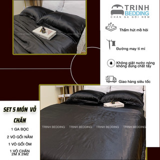 Bộ Chăn Ga Gối Phi Lụa Set Vỏ Chăn 200x220cm