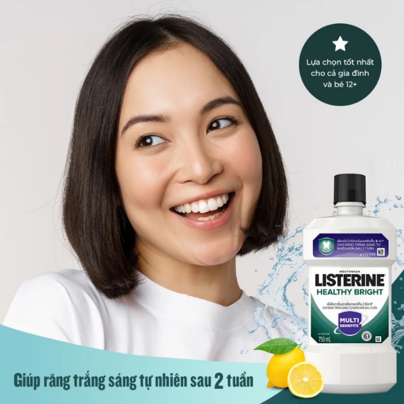 Nước súc miệng Listerine Healthy Bright Chanh Muối 750ml