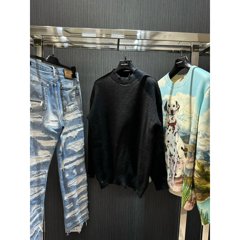 Áo Sweater len - Dsqua - DSQ Wash rách black new2023