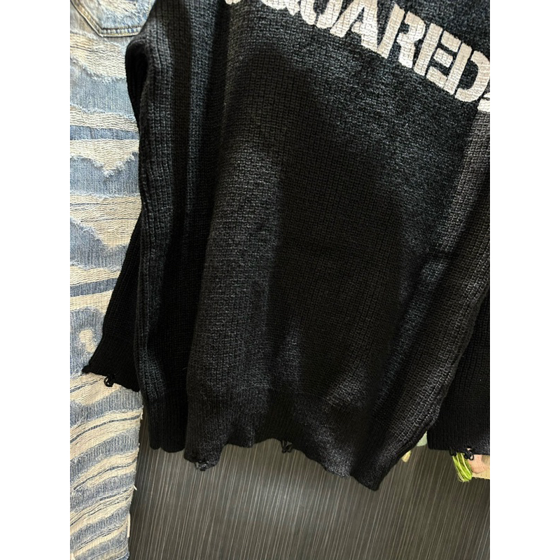 Áo Sweater len - Dsqua - DSQ Wash rách black new2023