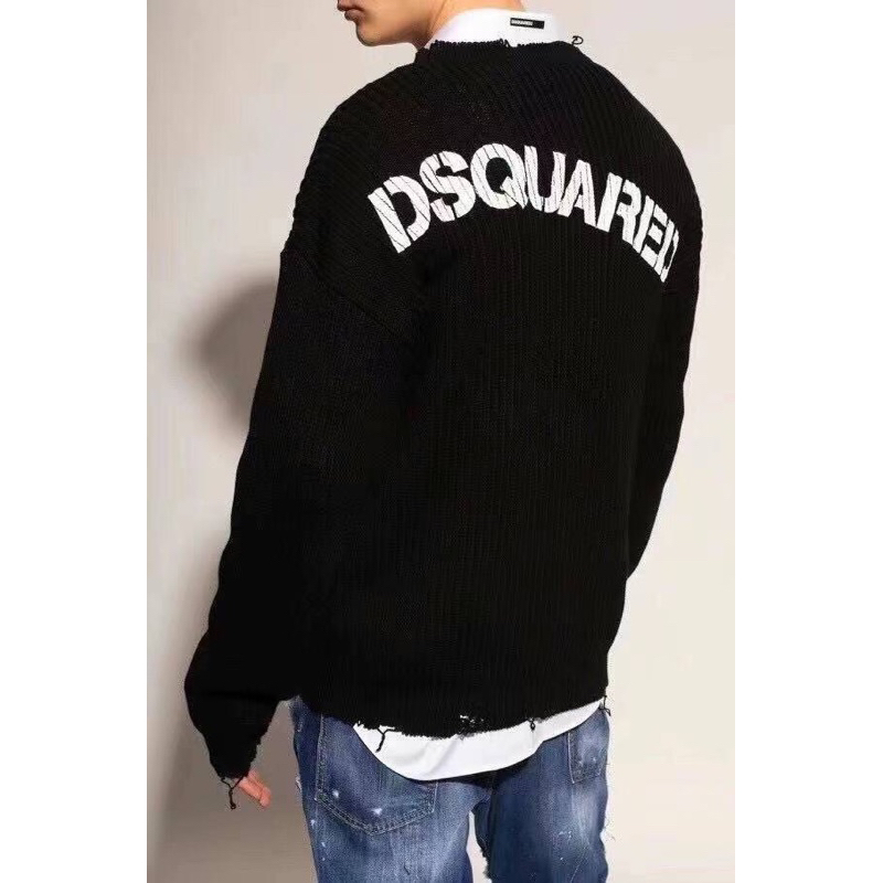 Áo Sweater len - Dsqua - DSQ Wash rách black new2023