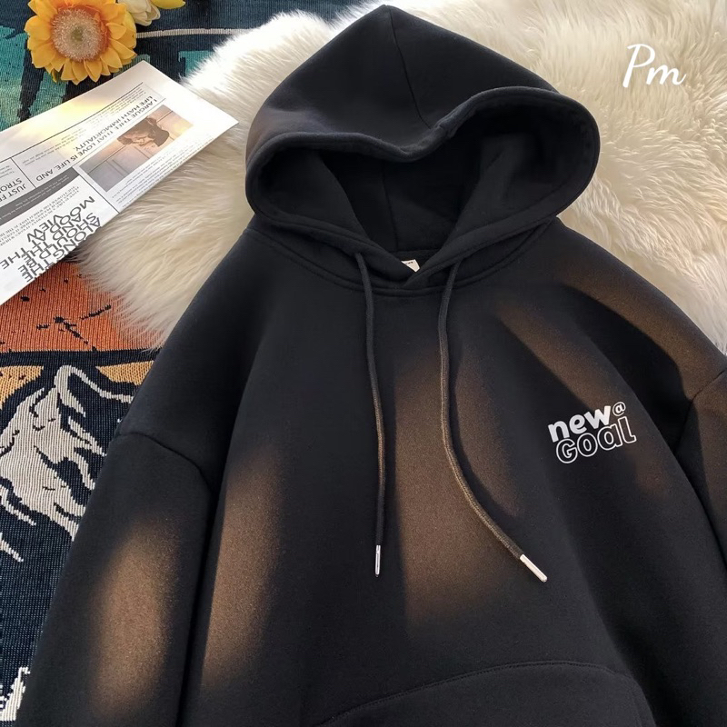 Áo hoodie mũ hai lớp NEW GOAL nỉ lót bông dày form rộng