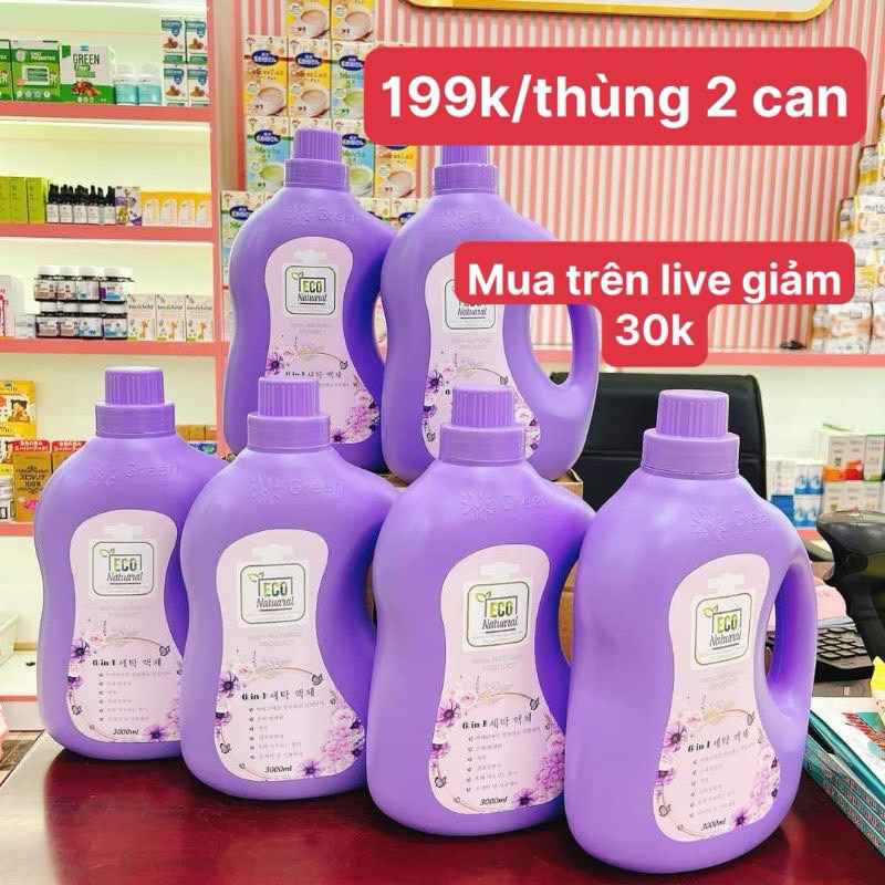 Nước giặt Eco Natuaral thùng 2 can 3 lít