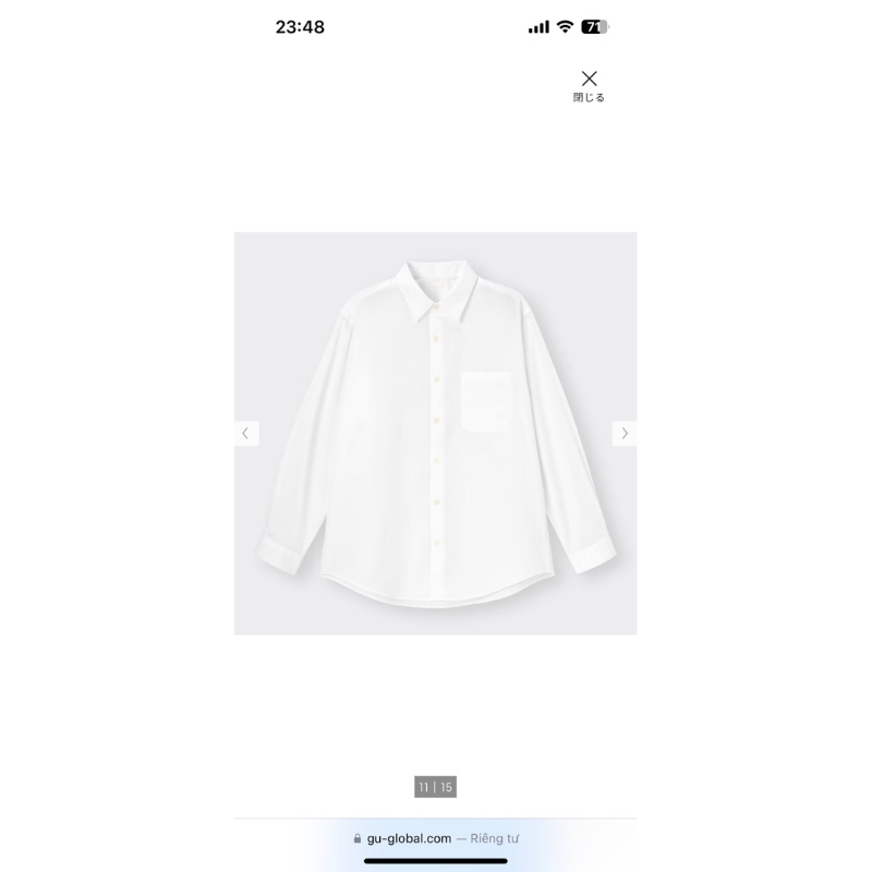 Sơ mi dài tay Unisex hiệu GU - Chính Hãng - Hàng 2hands tuyển