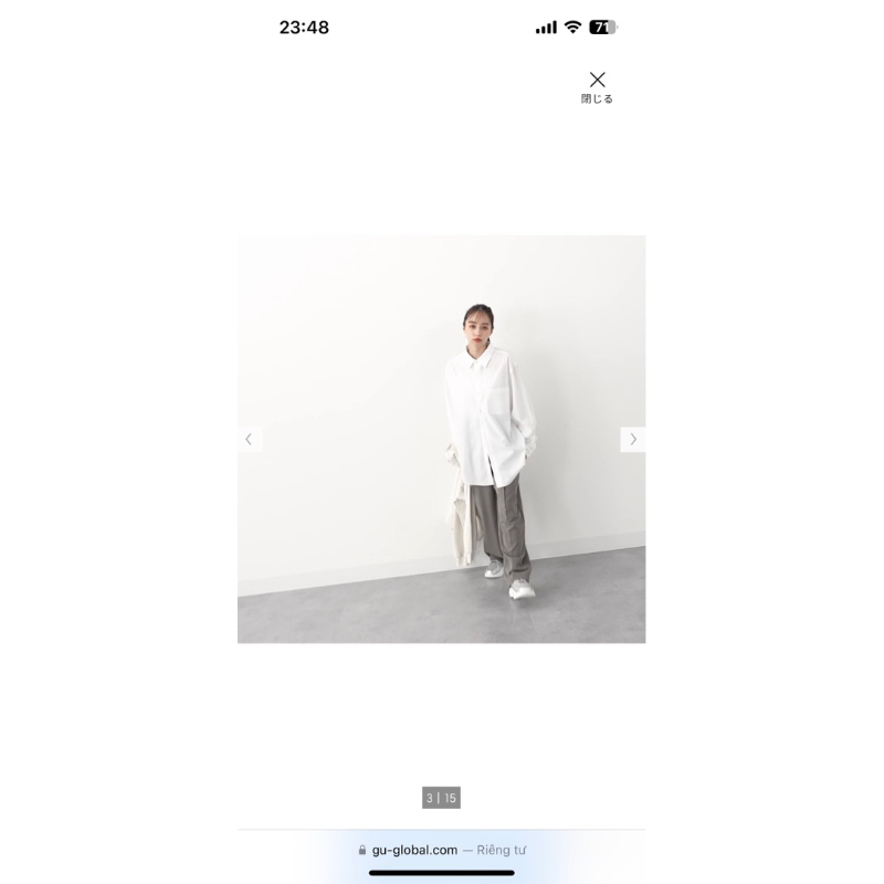 Sơ mi dài tay Unisex hiệu GU - Chính Hãng - Hàng 2hands tuyển