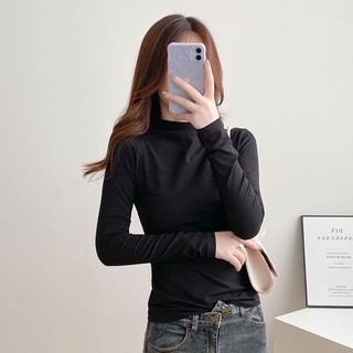 Áo Giữ Nhiệt Nữ Cổ 3 Phân, Lót Nỉ Dài Tay Siêu Đẹp