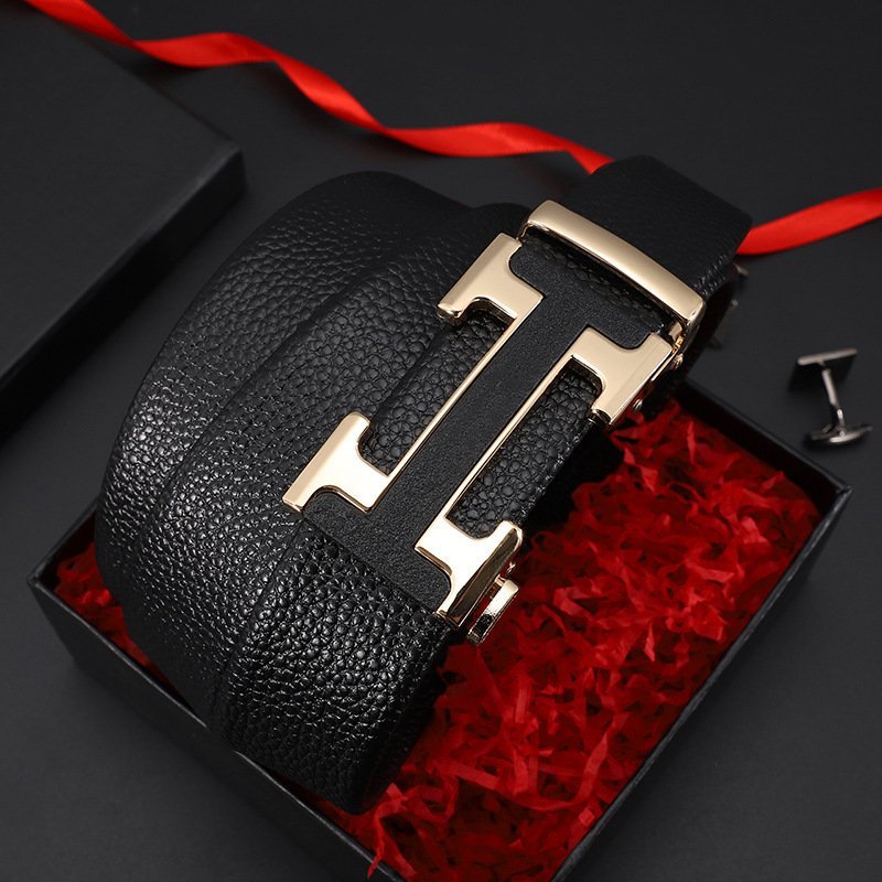 Thắt lưng da pu khóa tự động mặt hợp kim nhiều mẫu