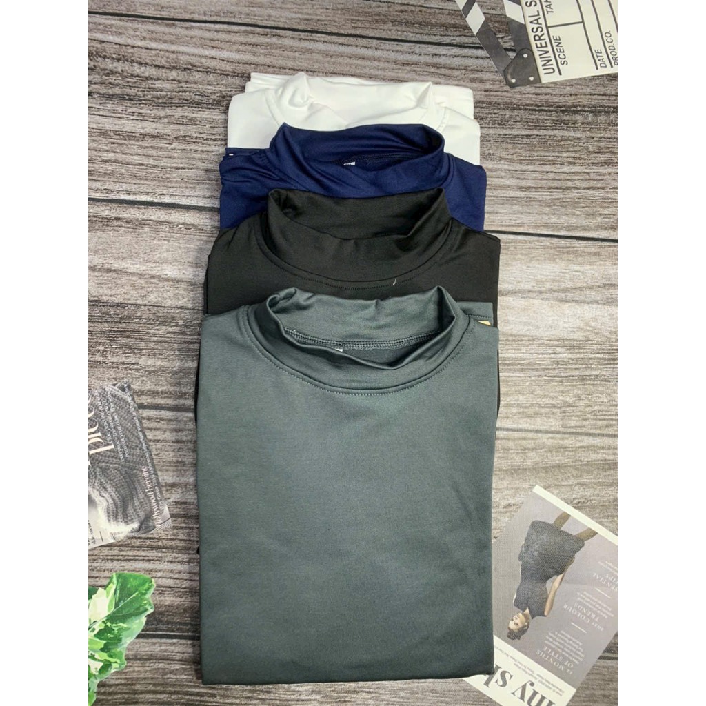 Áo giữ nhiệt nam thu đông lót nỉ 4 màu basic cao cấp