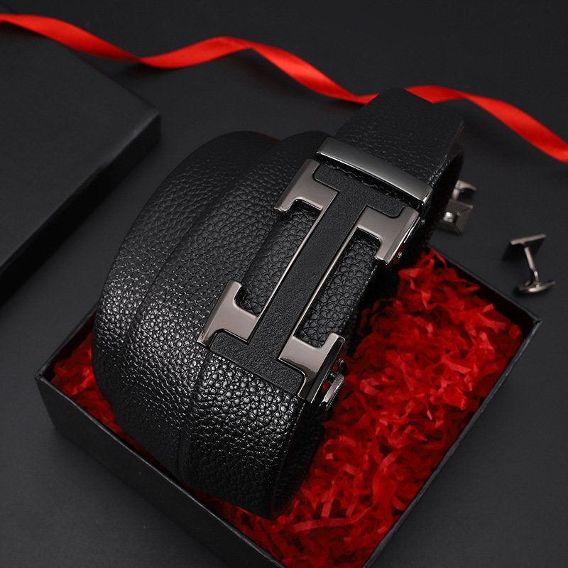 Thắt lưng da pu khóa tự động mặt hợp kim nhiều mẫu