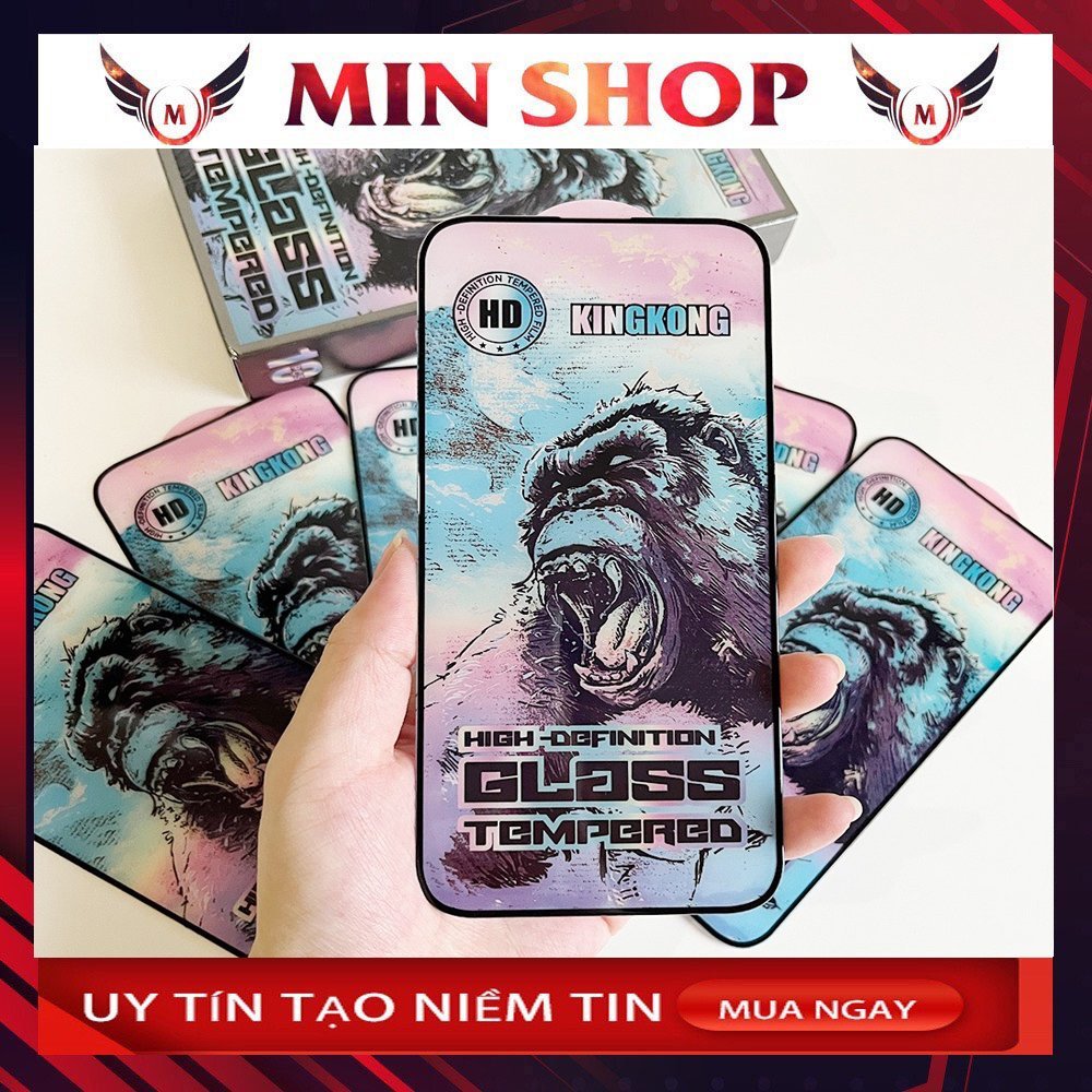 Kính Cường Lực Iphone  Full Màn  KINGKONG Xanh 6/6s/6plus/7/7plus/8/8plus/x/xr/xs/11/12/13/14/15/pro