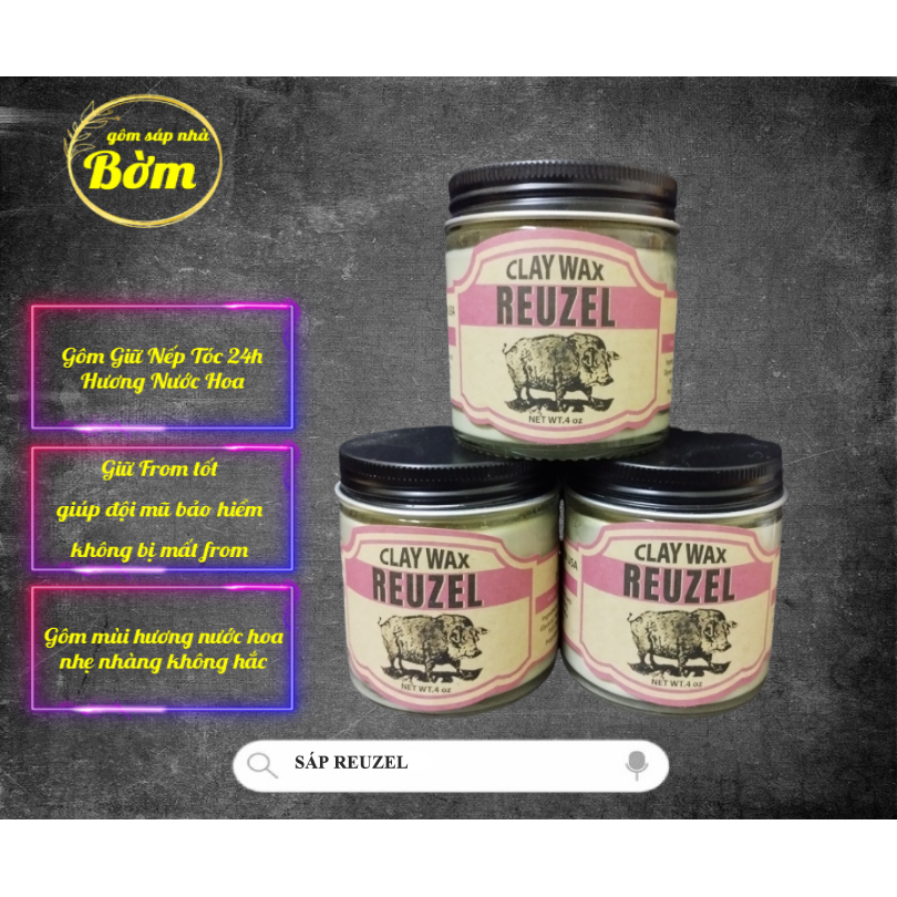 Sáp vuốt Tóc Nam THủy Tinh Lợn Hồng Mới Nhất Reuzel Clay Wax.