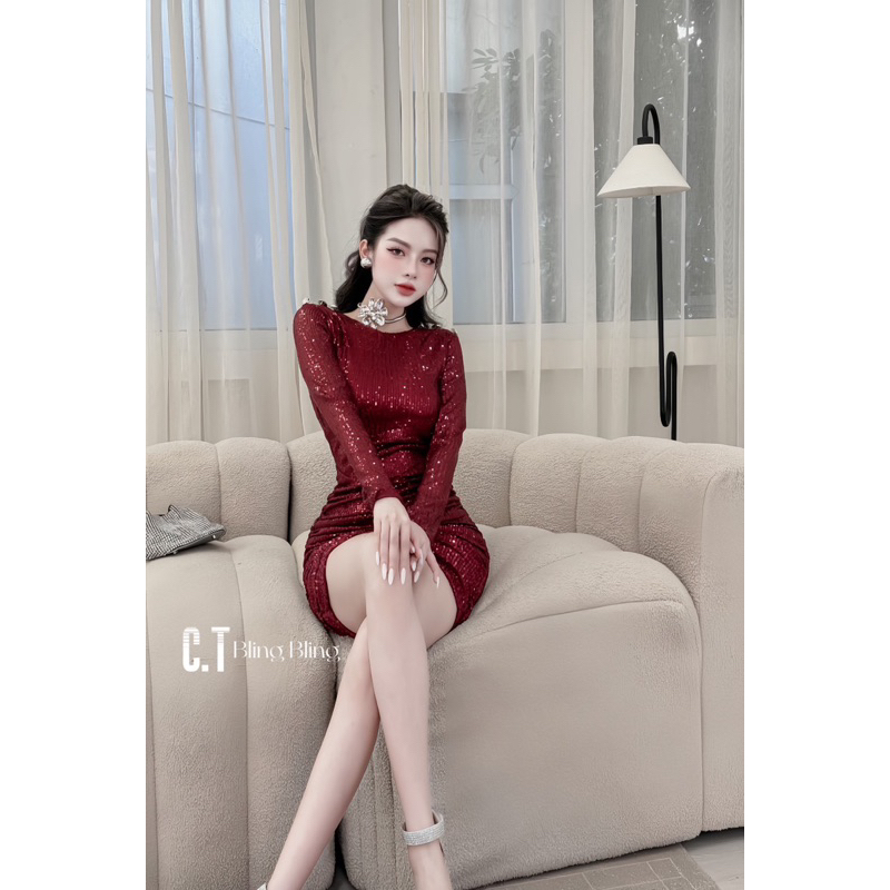 Đầm bling bling đi bar đi tiệc khuy vai sang chảnh hàng loại 1