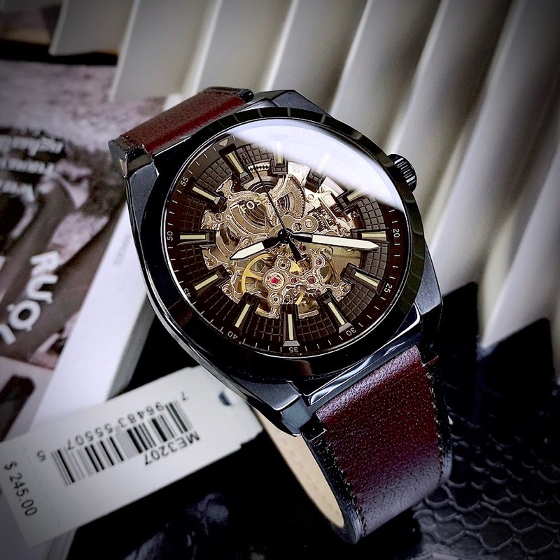 Đồng hồ nam cơ  FOSSIL EVERETT ME3207 Automatic mặt tròn dây da