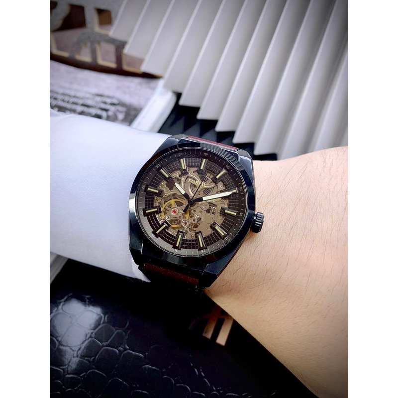 Đồng hồ nam cơ  FOSSIL EVERETT ME3207 Automatic mặt tròn dây da
