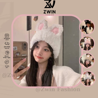 Mũ Lông Tai Thỏ Nón Len Beanie Trùm Đầu Chất Lông Thỏ Hàn Quốc Mùa Đông Ấm Áp N168 - Zwin Fashion