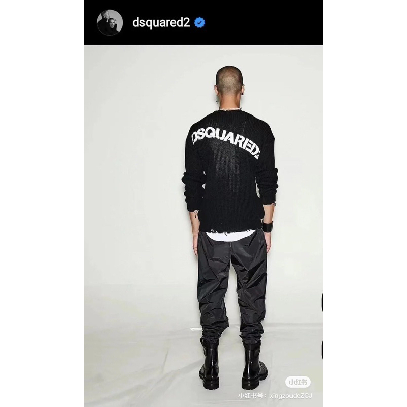 Áo Sweater len - Dsqua - DSQ Wash rách black new2023