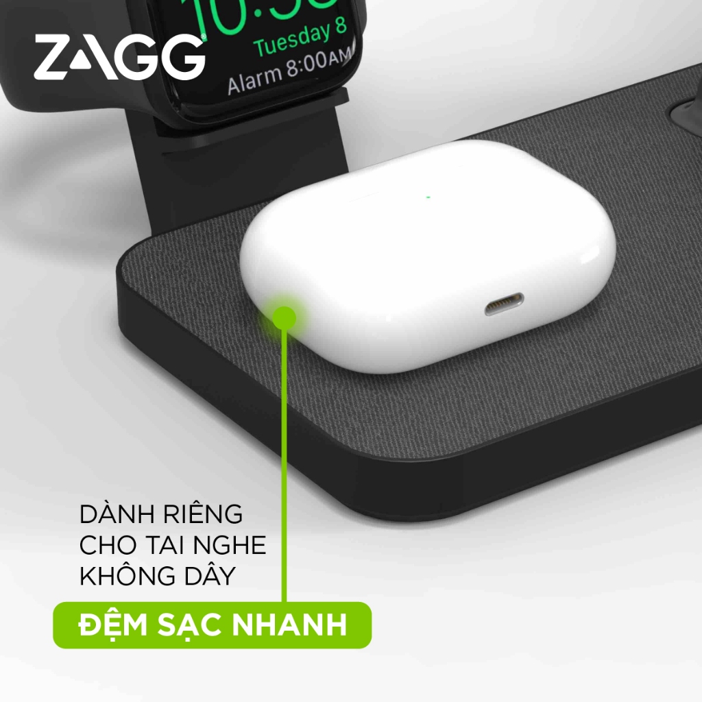 Đế sạc mophie Snap+ 3in1 Stand - sạc nhanh - 3 thiết bị cùng lúc - bảo hành 2 năm - phân phối chính hãng