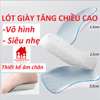 Lót Giày Tăng Chiều Cao Nam Nữ Siêu Nhẹ, Miếng Độn Giày Gót Chân Đế Cấu Trúc Vòm Chữ U Vô Hình Xốp Hạt Ôm Chân Cao Cấp