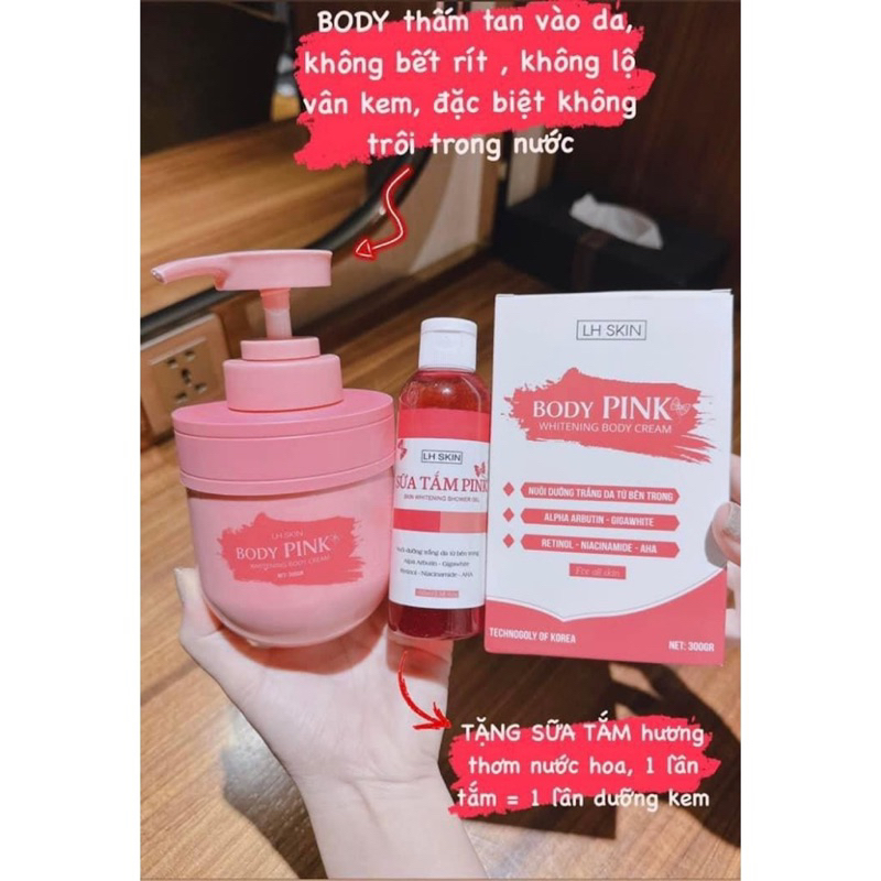 MUA 1 TẶNG 1 - Kem Dưỡng Trắng Da Body Pink Tặng Sữa Tắm Trắng body PINK