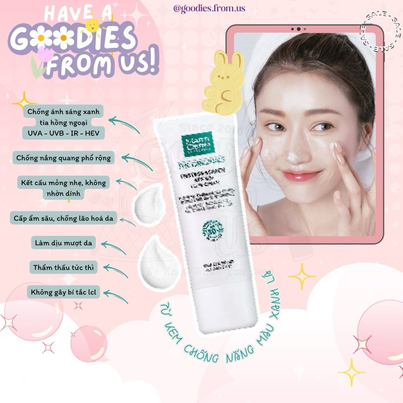 Kem chống nắng SPF 50+ Màu Xanh Lá SALE !!