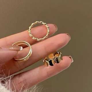 set nhẫn 3 chiếc unisex phong cách retro cá tính