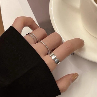 set nhẫn 3 chiếc unisex phong cách retro cá tính