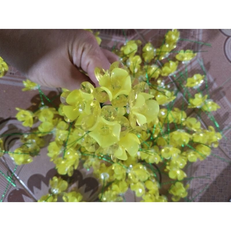 Bông hoa mai,hoa đào pha lê làm sẵn