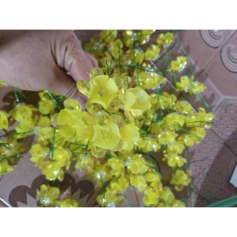 Bông hoa mai,hoa đào pha lê làm sẵn
