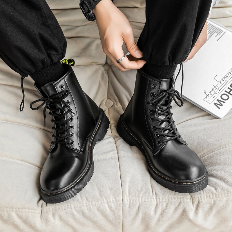 Giày Chunky Combat Boots da Bò Chống nhăn cao cấp thời trang