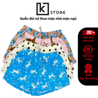 Quần đùi nữ mặc nhà mặc ngủ chất thun cotton thoáng mái thoải mái