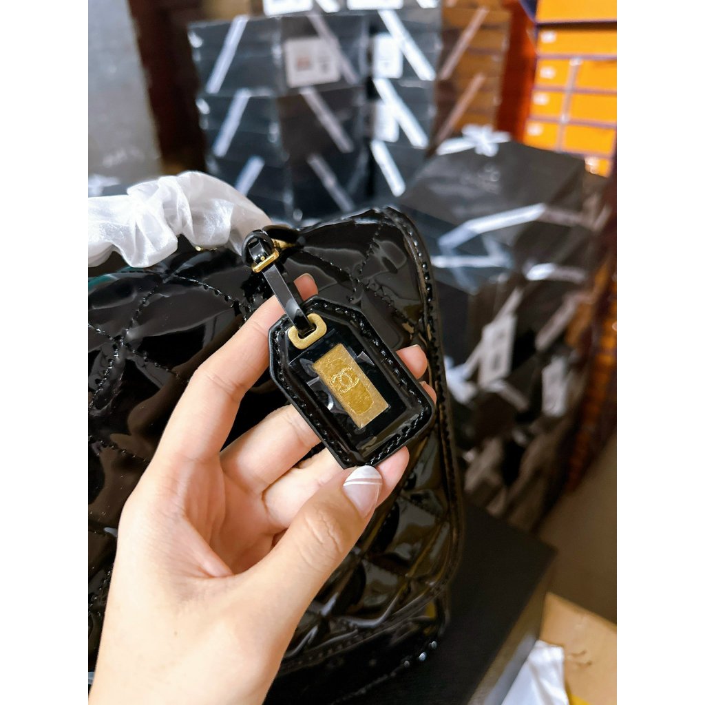 Balo đeo chéo cầm tay ô trám da bóng nữ size 30 vừa laptop 11 inch Cha nel supuer fullbox Smano bags hỏa tốc