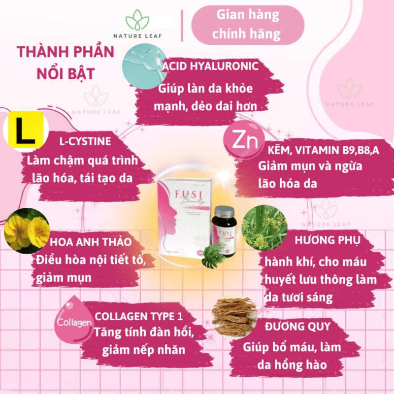 Viên uống đẹp da collagen fusi beauty hộp 30 viên