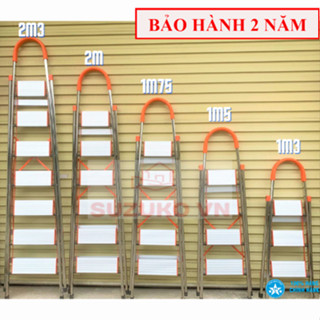 Thang nhôm ghế TOMOKO tay vịn chữ A bản to 3 4 5 6 7 gấp gọn, Khung inox 304 bậc nhôm chịu lực tốt